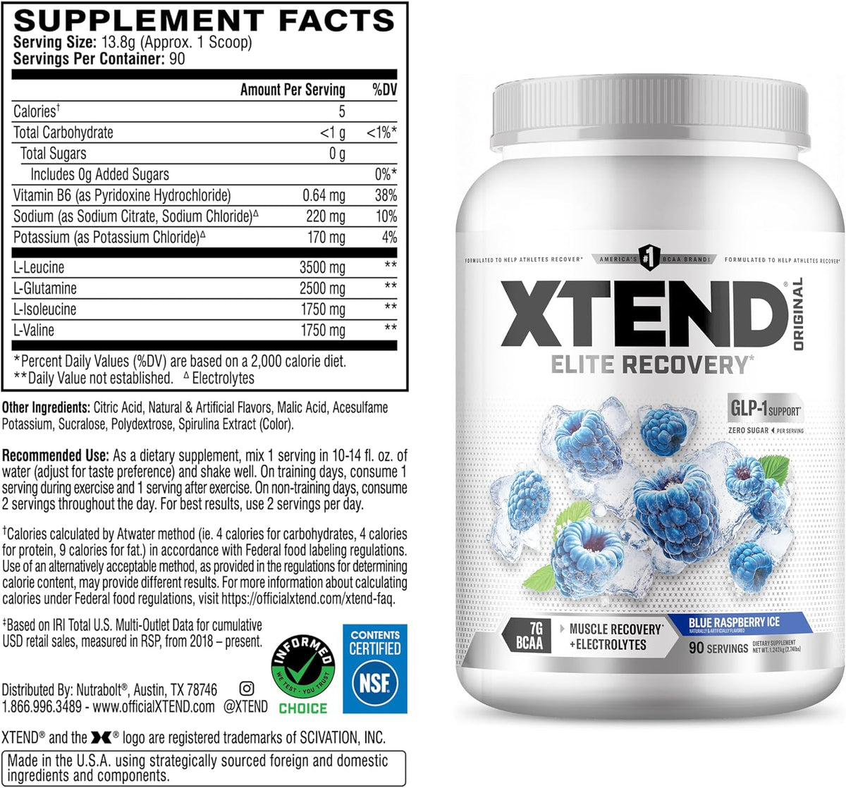 XTEND Original Elite Recovery | XTEND BCAA 90 SERVS